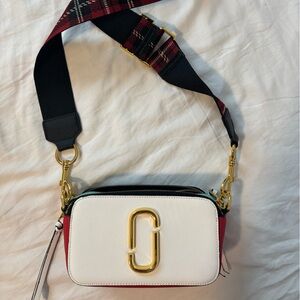 Marc Jacobs White and Red Crossbody Bag with Gold Details
